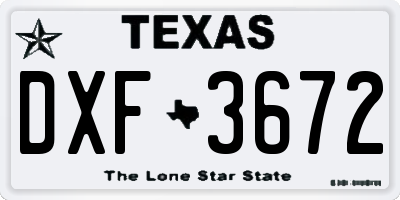 TX license plate DXF3672