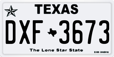 TX license plate DXF3673