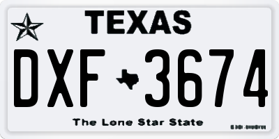 TX license plate DXF3674