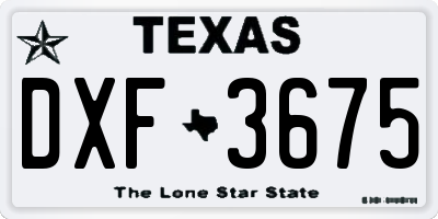 TX license plate DXF3675