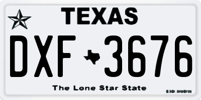 TX license plate DXF3676