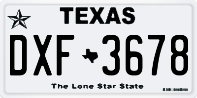 TX license plate DXF3678