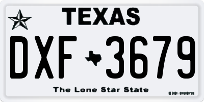 TX license plate DXF3679