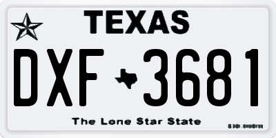 TX license plate DXF3681