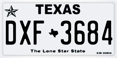 TX license plate DXF3684
