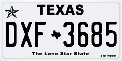 TX license plate DXF3685