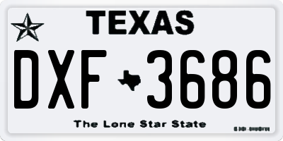 TX license plate DXF3686