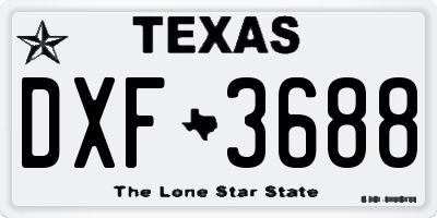 TX license plate DXF3688