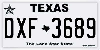 TX license plate DXF3689