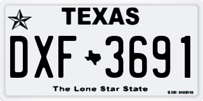 TX license plate DXF3691