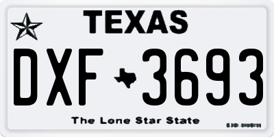 TX license plate DXF3693