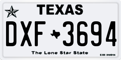 TX license plate DXF3694