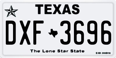 TX license plate DXF3696