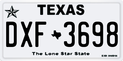 TX license plate DXF3698