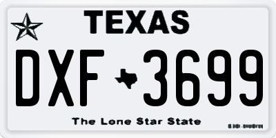 TX license plate DXF3699