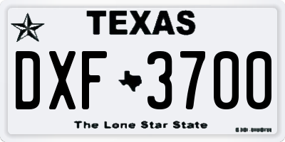 TX license plate DXF3700
