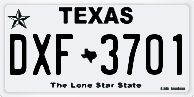 TX license plate DXF3701
