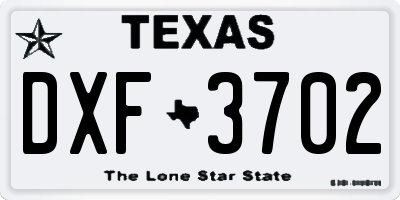 TX license plate DXF3702