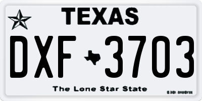 TX license plate DXF3703