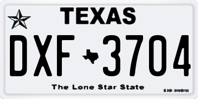 TX license plate DXF3704