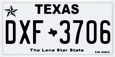 TX license plate DXF3706