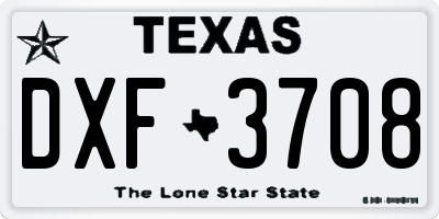 TX license plate DXF3708