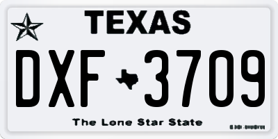 TX license plate DXF3709
