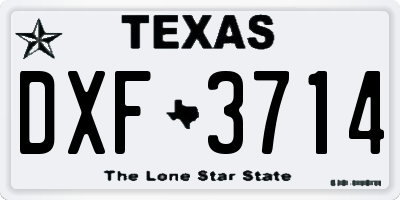 TX license plate DXF3714