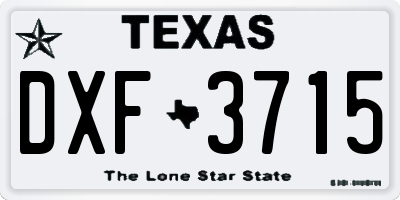 TX license plate DXF3715