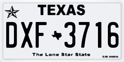 TX license plate DXF3716