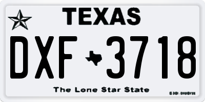 TX license plate DXF3718