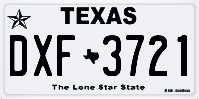 TX license plate DXF3721