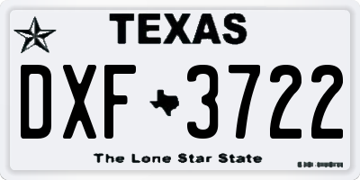 TX license plate DXF3722