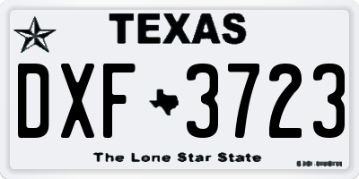 TX license plate DXF3723