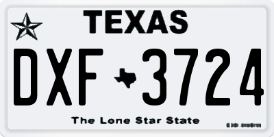 TX license plate DXF3724