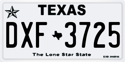 TX license plate DXF3725