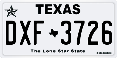 TX license plate DXF3726