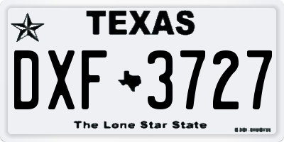 TX license plate DXF3727