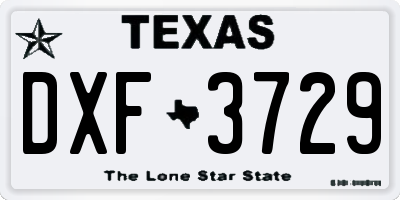 TX license plate DXF3729