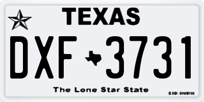 TX license plate DXF3731