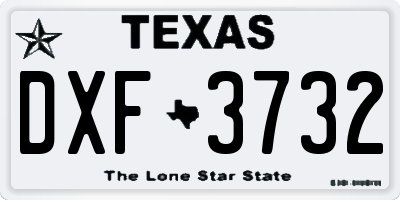 TX license plate DXF3732