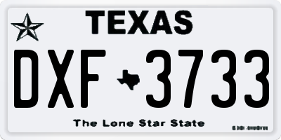 TX license plate DXF3733