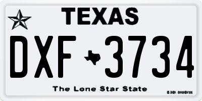 TX license plate DXF3734