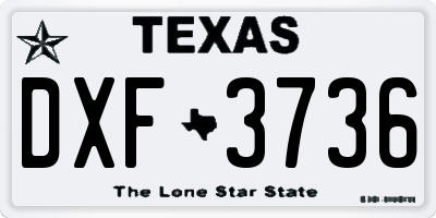 TX license plate DXF3736