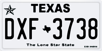 TX license plate DXF3738
