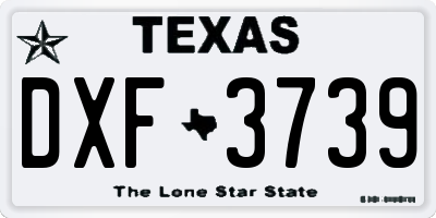 TX license plate DXF3739