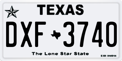 TX license plate DXF3740