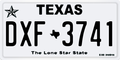 TX license plate DXF3741