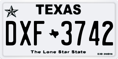 TX license plate DXF3742