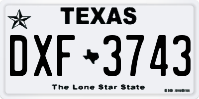 TX license plate DXF3743